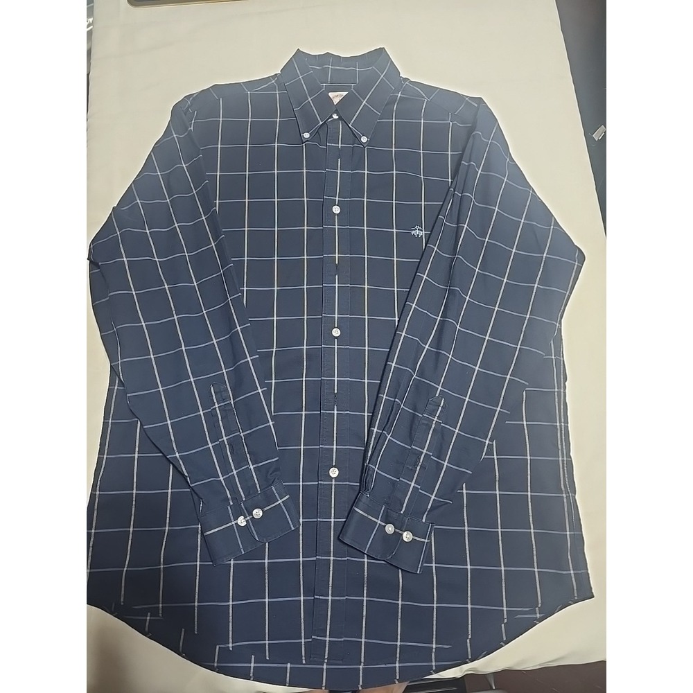 Brooks Brothers Shirt‎ Mens L Madison Dark Blue  Plaid Button Down